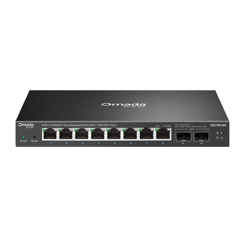 TP-LINK network switch Managed 2.5G Ethernet (100/1000/2500) Desktop/Wall-Mounting Black (ES210X-M2) - Cartouches Certifiees