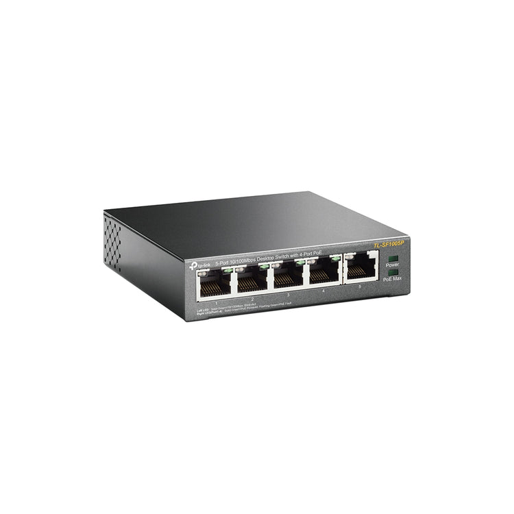 TP-LINK network switch Unmanaged Fast Ethernet (10/100) Power over Ethernet (PoE) Black (TL-SF1005P) - Cartouches Certifiees