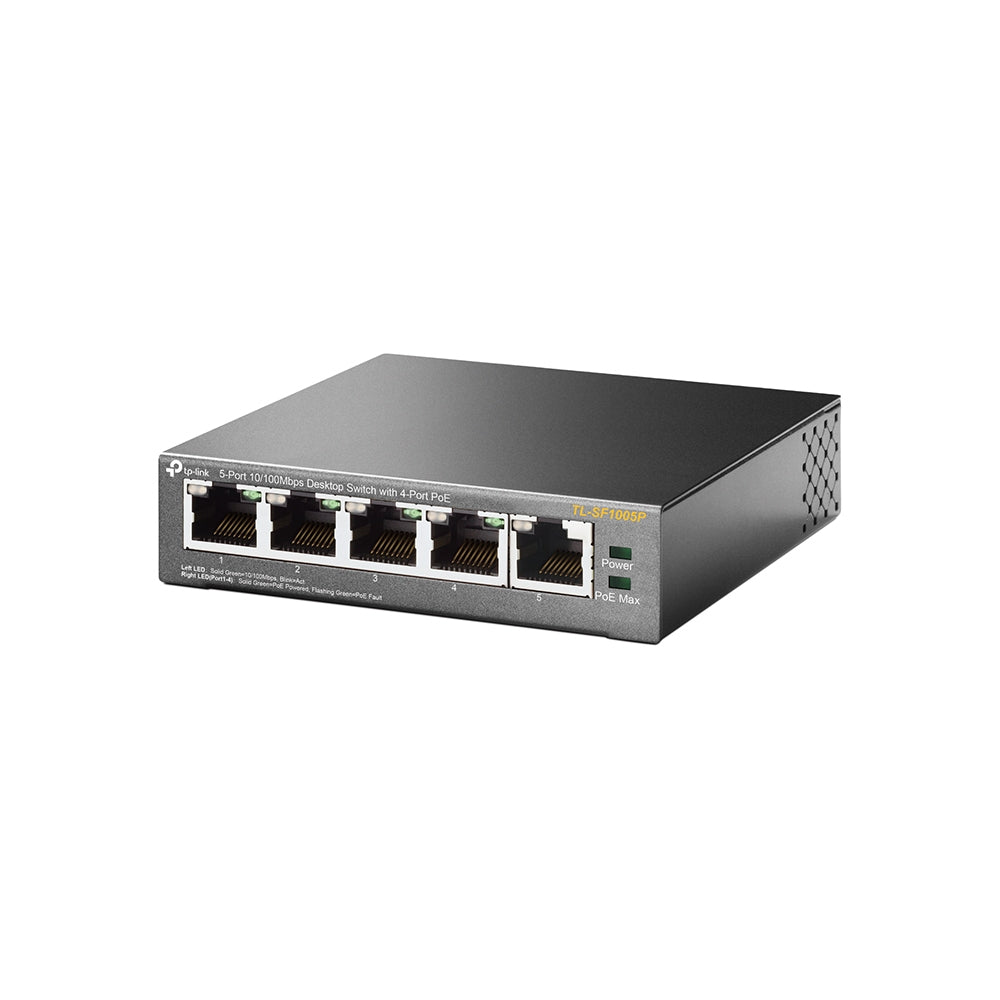 TP-LINK network switch Unmanaged Fast Ethernet (10/100) Power over Ethernet (PoE) Black (TL-SF1005P) - Cartouches Certifiees
