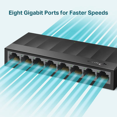 TP-LINK network switch Unmanaged Gigabit Ethernet (10/100/1000) Black (LS1008G) - Cartouches Certifiees