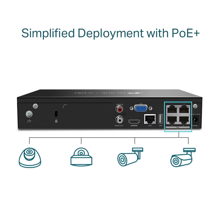 TP-LINK network video recorder Black (VIGI NVR1004H-4P) - Cartouches Certifiees