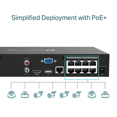 TP-LINK network video recorder Black (VIGI NVR1008H-8MP) - Cartouches Certifiees