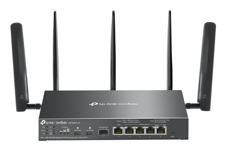 TP-LINK Omada wireless router Gigabit Ethernet Dual-band (2.4 GHz / 5 GHz) Black (ER706WP-4G) - Cartouches Certifiees