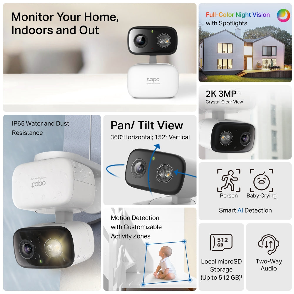 TP-LINK Tapo C216 Box IP security camera Indoor 2304 x 1296 pixels Ceiling/Wall/Desk (TAPO-C216) - Cartouches Certifiees