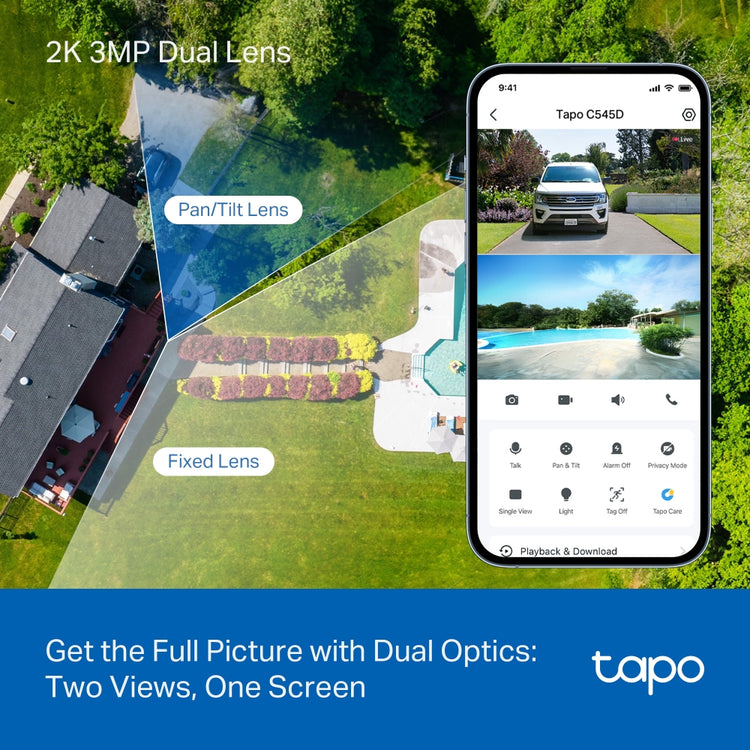 TP-LINK Tapo C545D Spherical IP security camera Outdoor 2304 x 1296 pixels Ceiling/Wall/Pole (TAPO-C545D) - Cartouches Certifiees