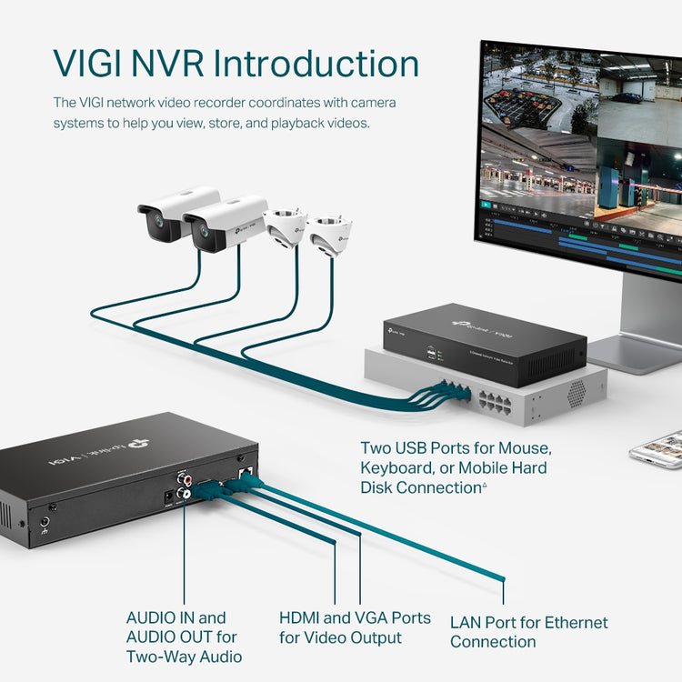 TP-LINK VIGI NVR1008H network video recorder 1U Black (VIGI-NVR1008H) - Cartouches Certifiees