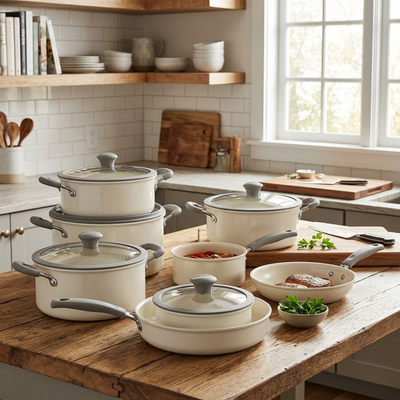 TRAMONTINA 11 Pc Nesting Cw Set-Pe-Cer-Wht-Oly (80156/143DS) - Cartouches Certifiees