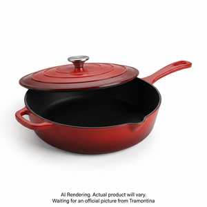 TRAMONTINA 12 In Covered Skillet - Cast Iron - Red (80131/058DS) - Cartouches Certifiees