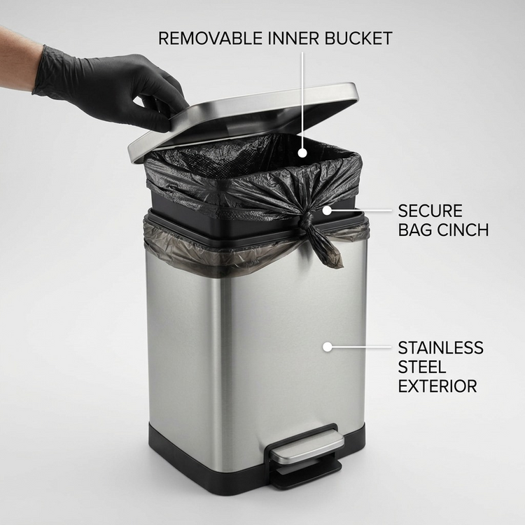 TRAMONTINA 2 Pk-2 Gal. Step Can-Ss-Rect Shape (81200/035DS) - Cartouches Certifiees
