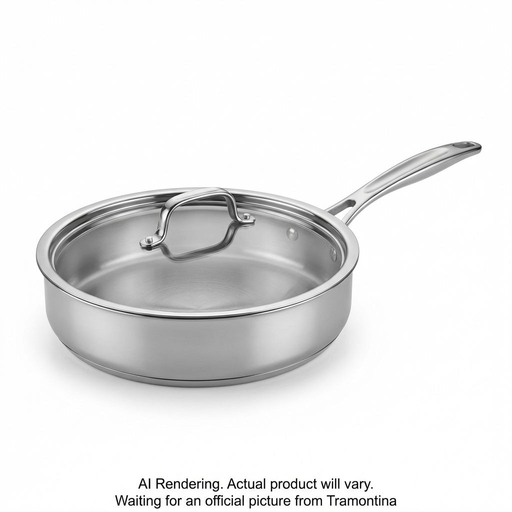 TRAMONTINA 3 Qt Covered Deep Saute Pan- Tri-Ply Clad - Gourmet (80116/058DS) - Cartouches Certifiees