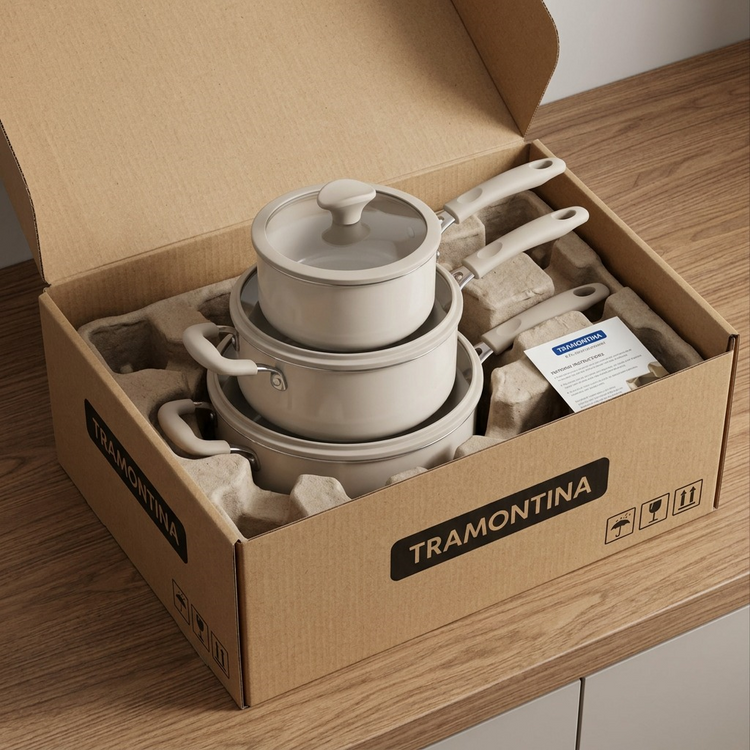 TRAMONTINA 6 Pc Nesting Cw Set-Pe-Cer-Wht-Oly (80156/147DS) - Cartouches Certifiees