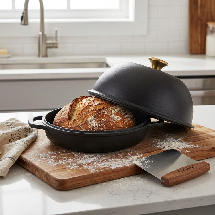 TRAMONTINA 9.5" Enamel Cast Iron Bread Oven, Iron Black (80131/515DS) - Cartouches Certifiees