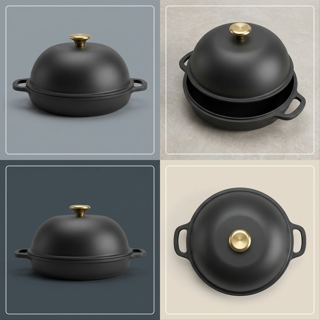 TRAMONTINA 9.5" Enamel Cast Iron Bread Oven, Iron Black (80131/515DS) - Cartouches Certifiees