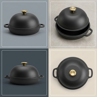 TRAMONTINA 9.5" Enamel Cast Iron Bread Oven, Iron Black (80131/515DS) - Cartouches Certifiees