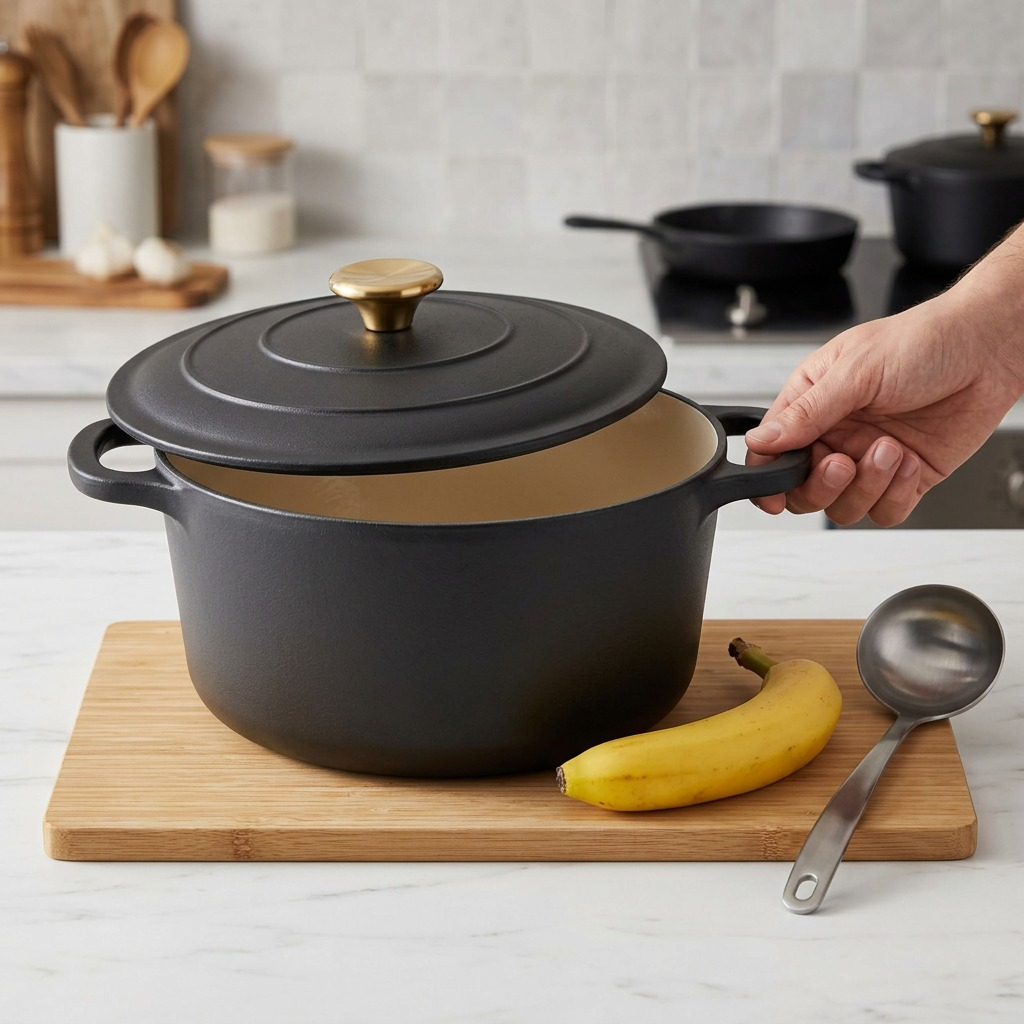TRAMONTINA Bestow 5.5 Quart Enameled Cast Iron Covered Round Dutch, Matte Black (80131/084DS) - Cartouches Certifiees