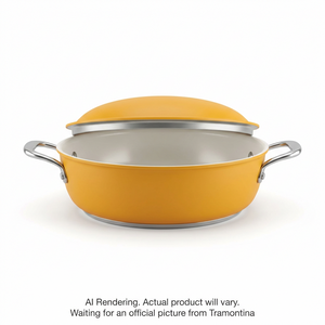 TRAMONTINA Fiora 4.25 Quart Multipurpose Ceramic Nonstick Pan, Marigold (80110/141DS) - Cartouches Certifiees