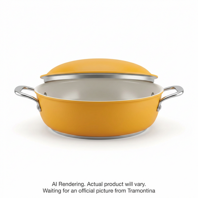 TRAMONTINA Fiora 4.25 Quart Multipurpose Ceramic Nonstick Pan, Marigold (80110/141DS) - Cartouches Certifiees