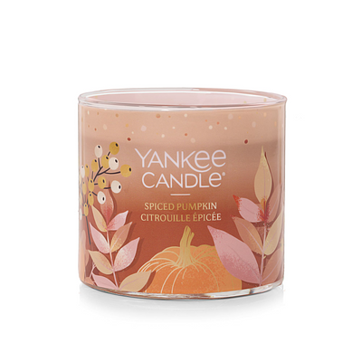 YANKEE CANDLE Spiced Pumpkin 3-Wick Candle, 14.5 oz (2653132C) - Cartouches Certifiees