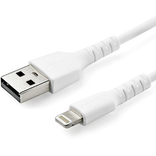 Durable White USB-A to Lightning Cable, Rugged Heavy Duty Charging/Sync Cable for Apple iPhone/iPad MFi Certified 3ft (1m)