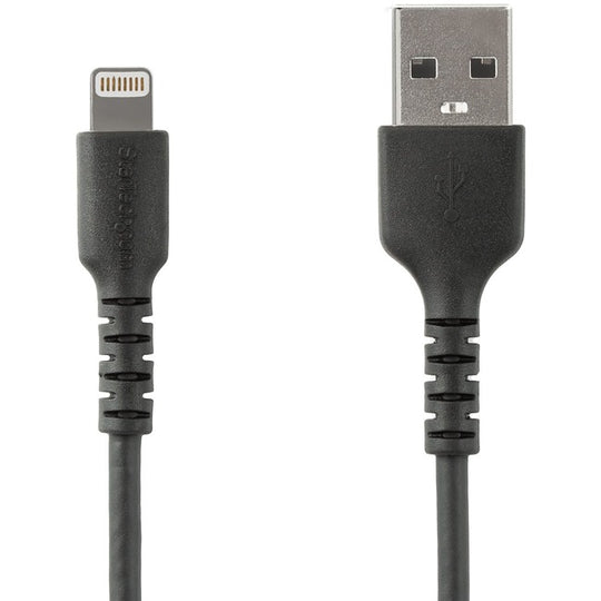 Durable Black USB-A to Lightning Cable, Rugged Heavy Duty Charging/Sync Cable for Apple iPhone/iPad MFi Certified 3 ft (1m)