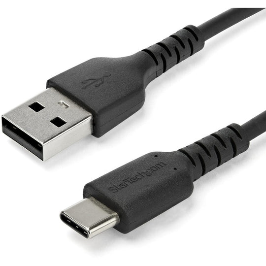 USB A to USB C Charging Cable - Durable Fast Charge & Sync USB 2.0 to USB Type C Data Cord - Aramid Fiber M/M 3A Black 6ft (2m)