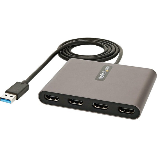USB 3.0 to 4 HDMI Adapter, External Graphics Card, 1080p, USB Type-A to Quad HDMI Monitor Display Adapter/Converter, Windows