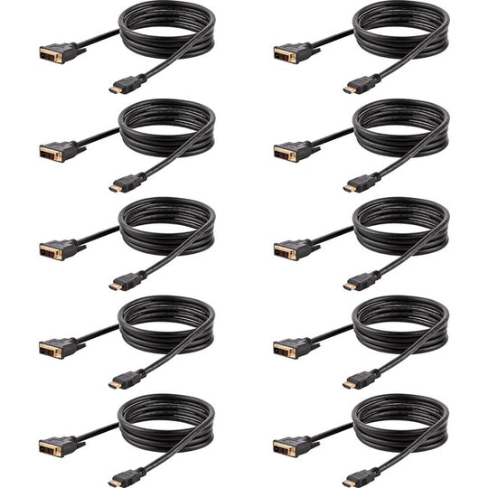 HDMI to DVI Cable, DVI-D to HDMI Display Cable (1920x1200p), 10 Pack, Black, HDMI to DVI-D Adapter Cord M/M 6ft