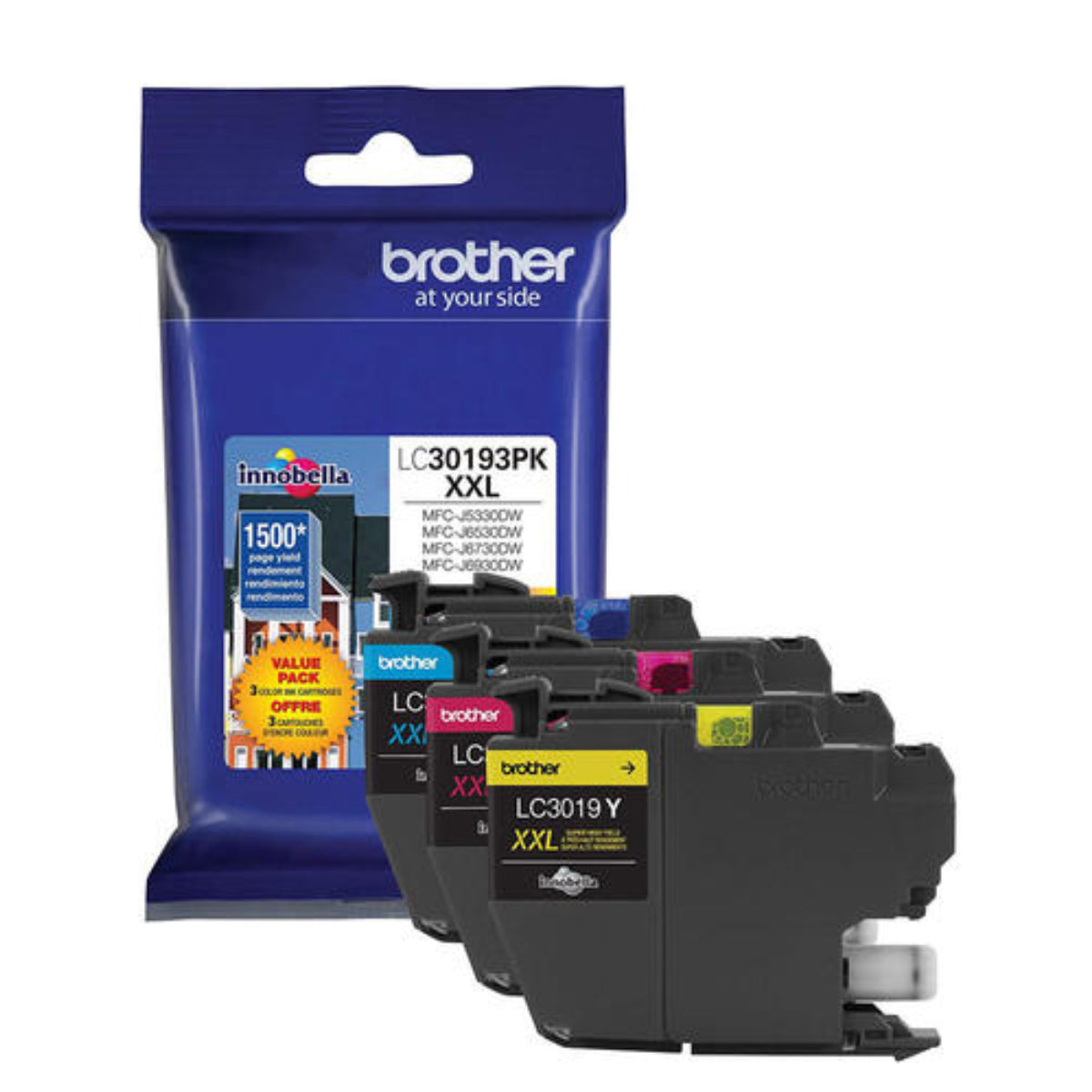 BROTHER LC30193PKS Color 3-Pack Original Inkjet Cartridge - Cartouches Certifiées