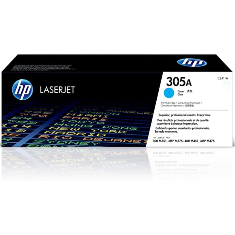 HP CE411A (305A) Cyan Original Toner Cartridge - Cartouches Certifiées