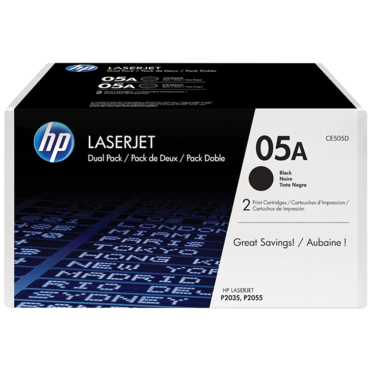 HP CE505D (05A) 2 Pack Black Original Toner Cartridge - Cartouches Certifiées