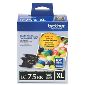 BROTHER LC75BK (LC752PKS) Black 2-Pack Original Inkjet Cartridge - Cartouches Certifiées