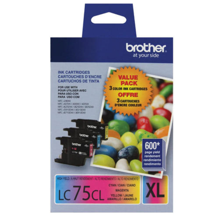 BROTHER LC75CL (LC753PKS) Color 3-Pack Original Inkjet Cartridge - Cartouches Certifiées
