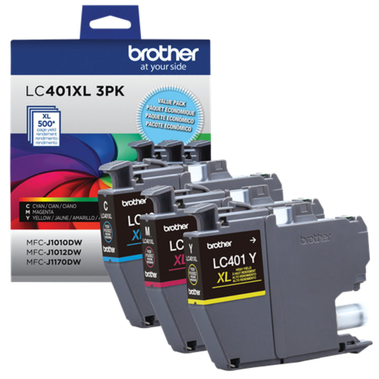 BROTHER LC401XL3PKS Color 3-Pack Original Inkjet Cartridge - Cartouches Certifiées