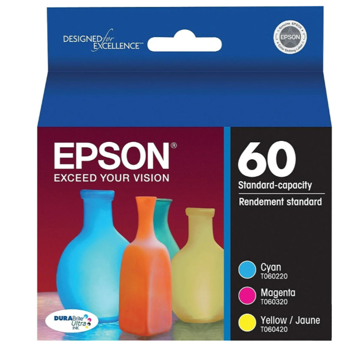EPSON 60 (T060520-S) Color 3-Pack Original Inkjet Cartridge - Cartouches Certifiées