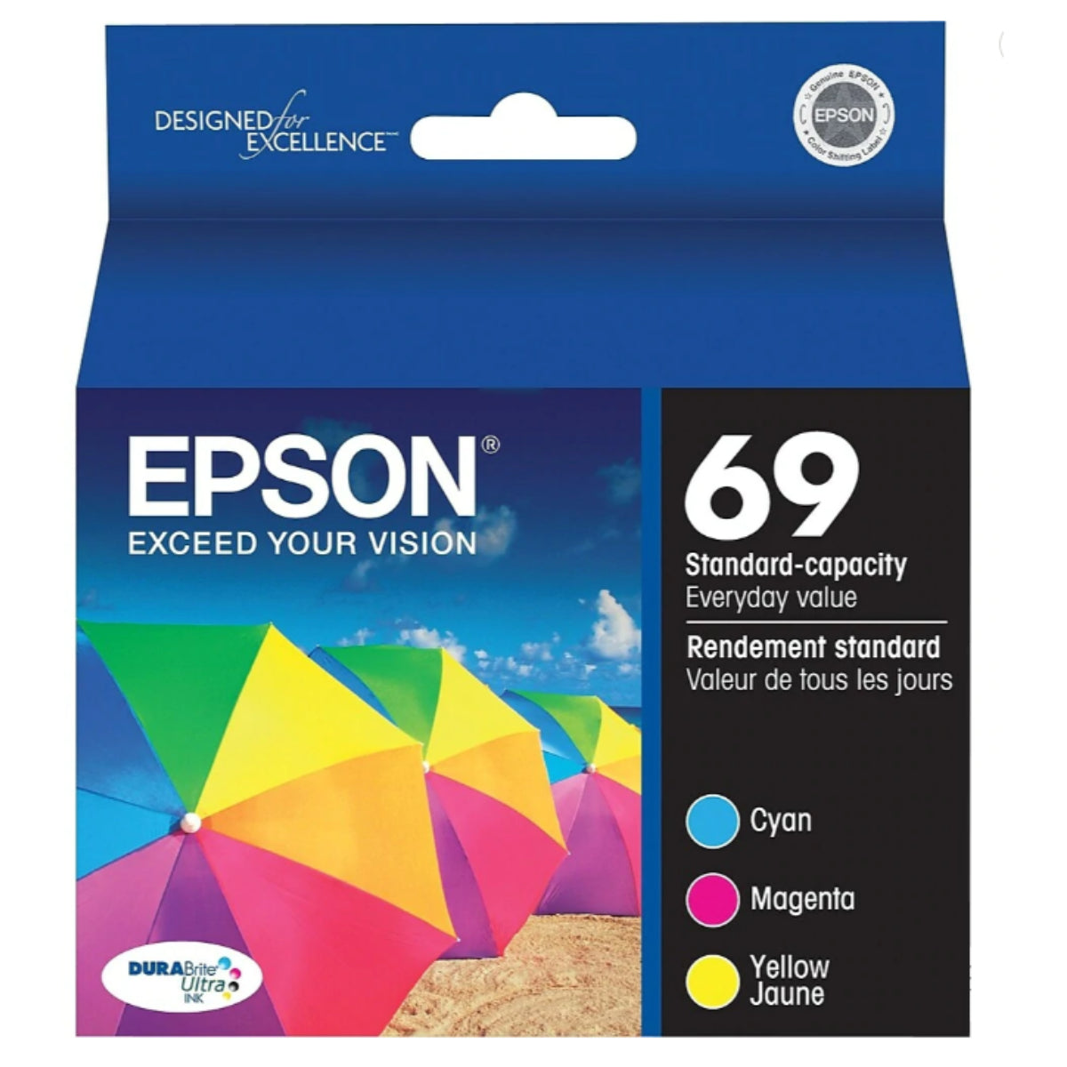 EPSON 69 (T069520-S) Color 3-Pack Original Inkjet Cartridge - Cartouches Certifiées