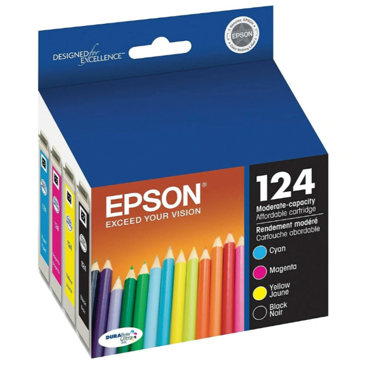 EPSON 124 (T124120-BCS) Combo 4-Pack Original Inkjet Cartridge - Cartouches Certifiées