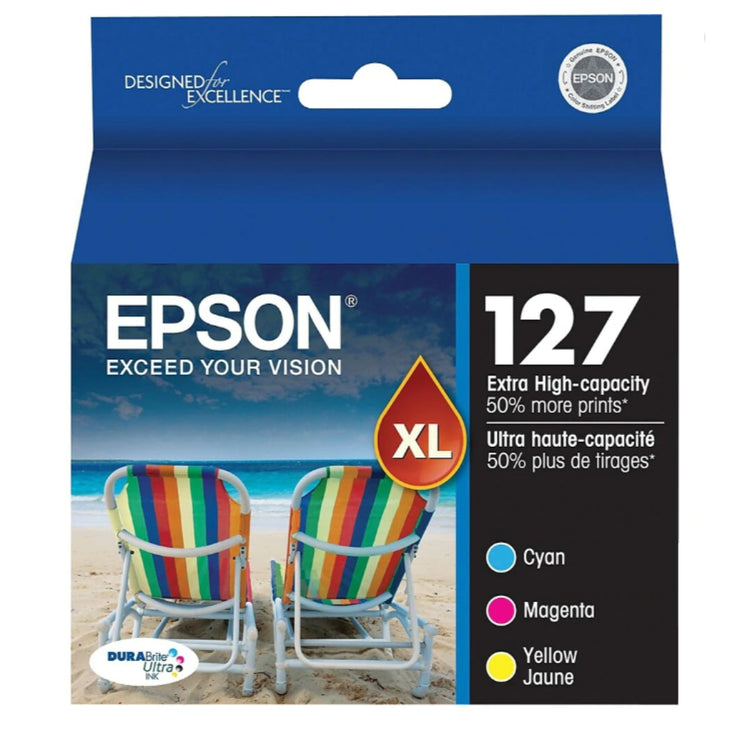 EPSON 127 (T127520-S) Color 3-Pack Original Inkjet Cartridge - Cartouches Certifiées