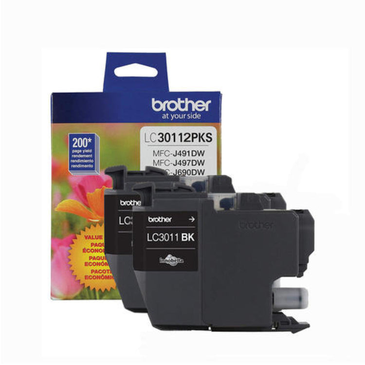 BROTHER LC30112PKS Black 2-Pack Original Inkjet Cartridge - Cartouches Certifiées
