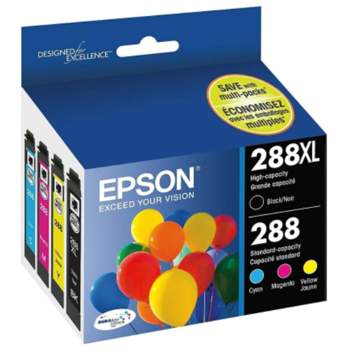 EPSON 288XL (T288XL-BCS) Combo 4-Pack Original Inkjet Cartridge - Cartouches Certifiées