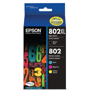 EPSON 802XL (T802XL-BCS) Combo 4-Pack Original Inkjet Cartridge - Cartouches Certifiées