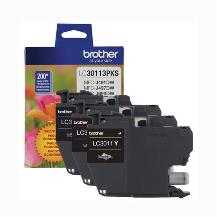 BROTHER LC30113PKS Color 3-Pack Original Inkjet Cartridge - Cartouches Certifiées