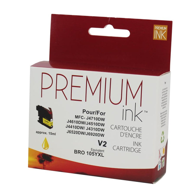 Compatible BROTHER LC105Y Yellow Inkjet Cartridge Premium Quality - Cartouches Certifiées