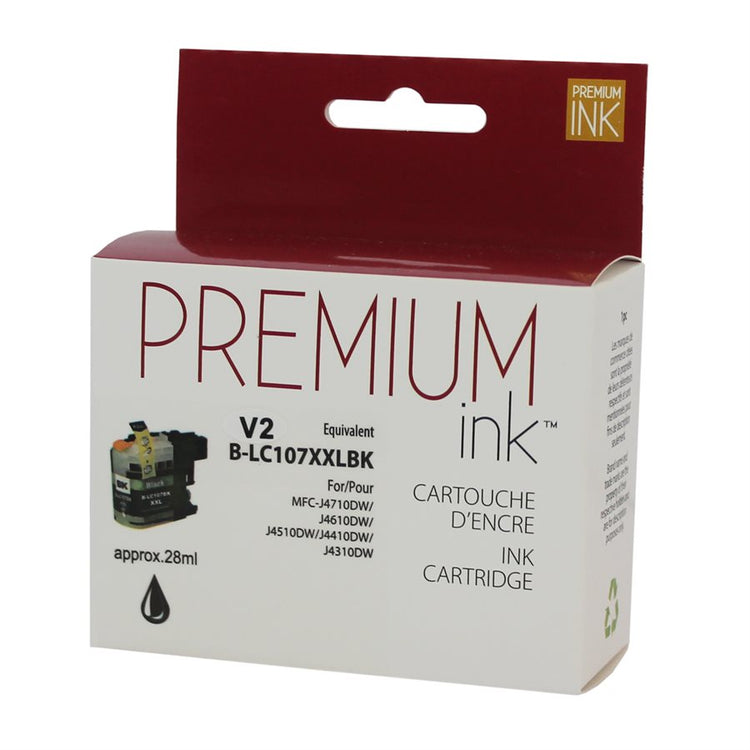 Compatible BROTHER LC107BK Black Inkjet Cartridge Premium Quality - Cartouches Certifiées
