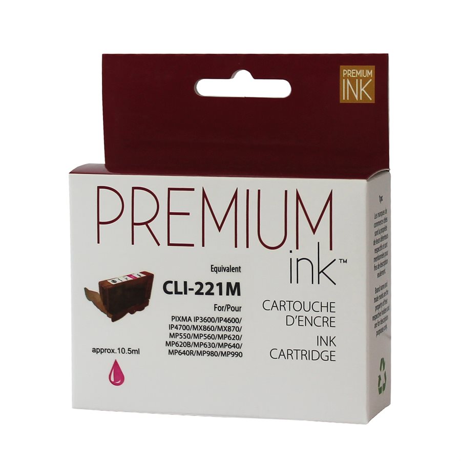 Compatible CANON CLI-221 (2948B001) Magenta Inkjet Cartridge Premium Quality - Cartouches Certifiées