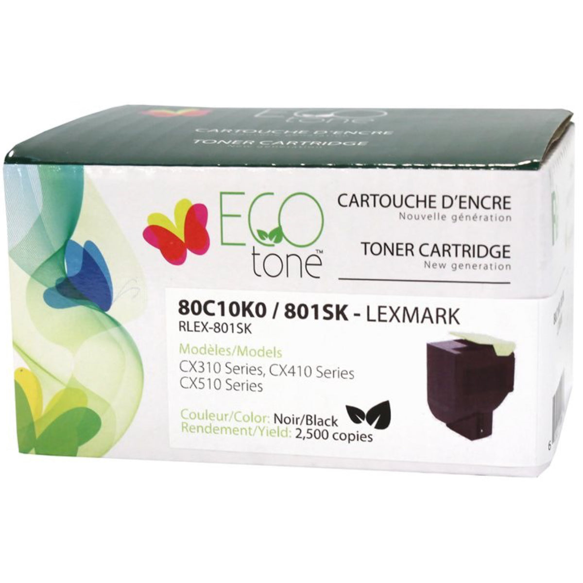 Refurbished LEXMARK 80C1SK0 (801SK) Black Toner Cartridge Premium Quality - Cartouches Certifiées