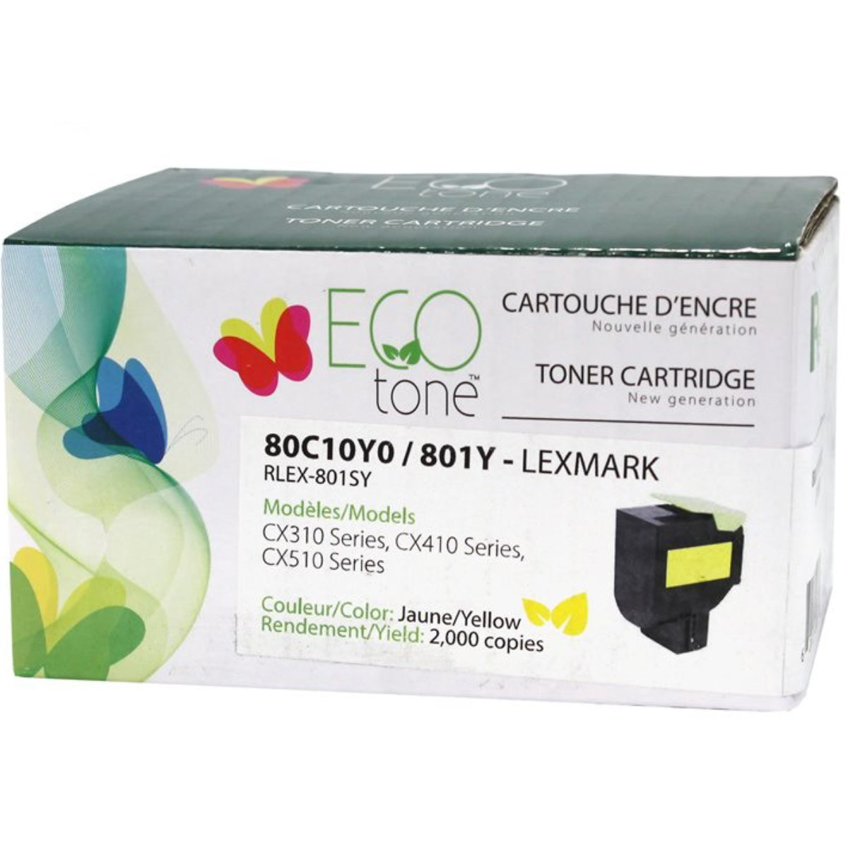 Refurbished LEXMARK 80C1SY0 (801SY) Yellow Toner Cartridge Premium Quality - Cartouches Certifiées