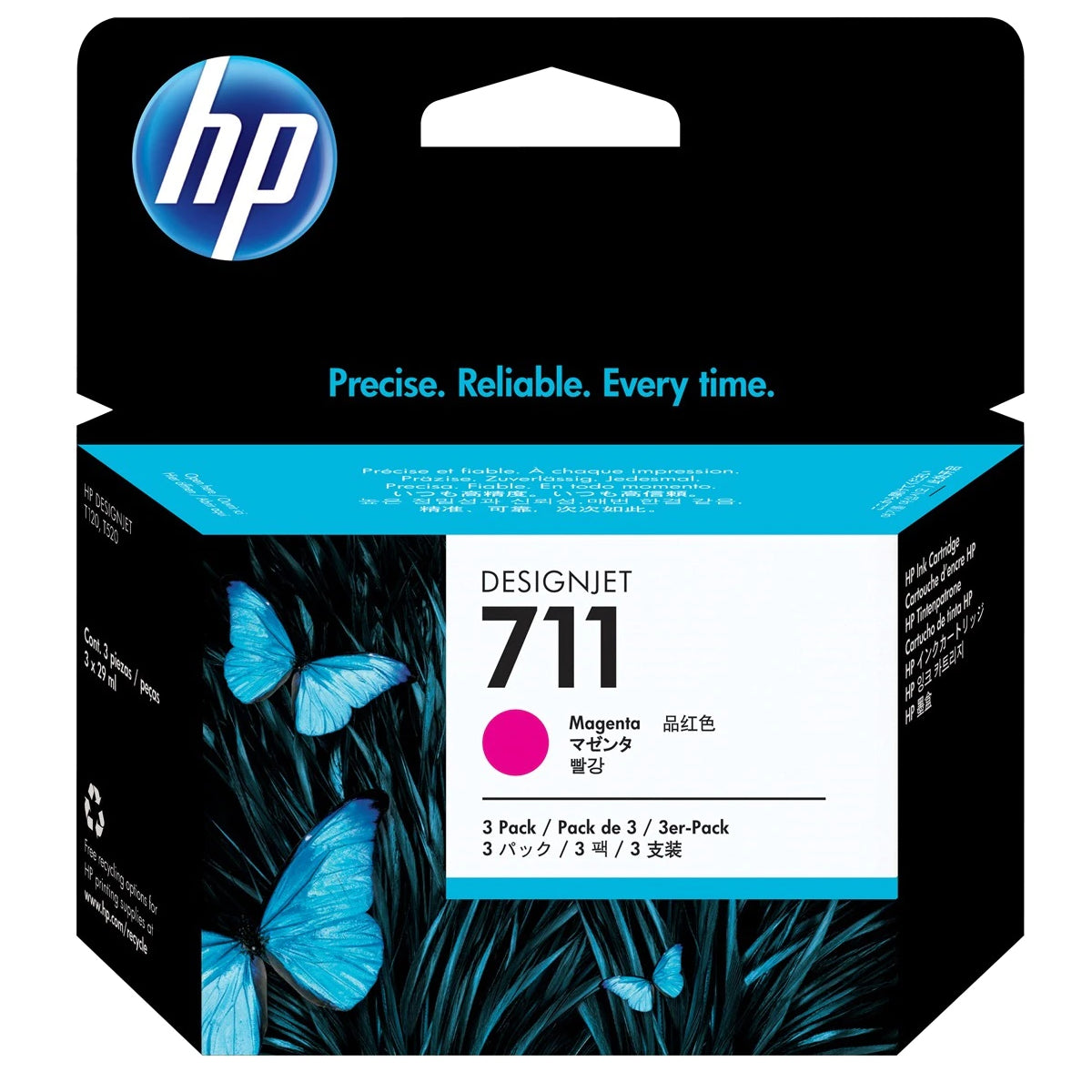 HP 711 - 29ml (CZ135A) Magenta 3-Pack Original Inkjet Cartridge - Cartouches Certifiées