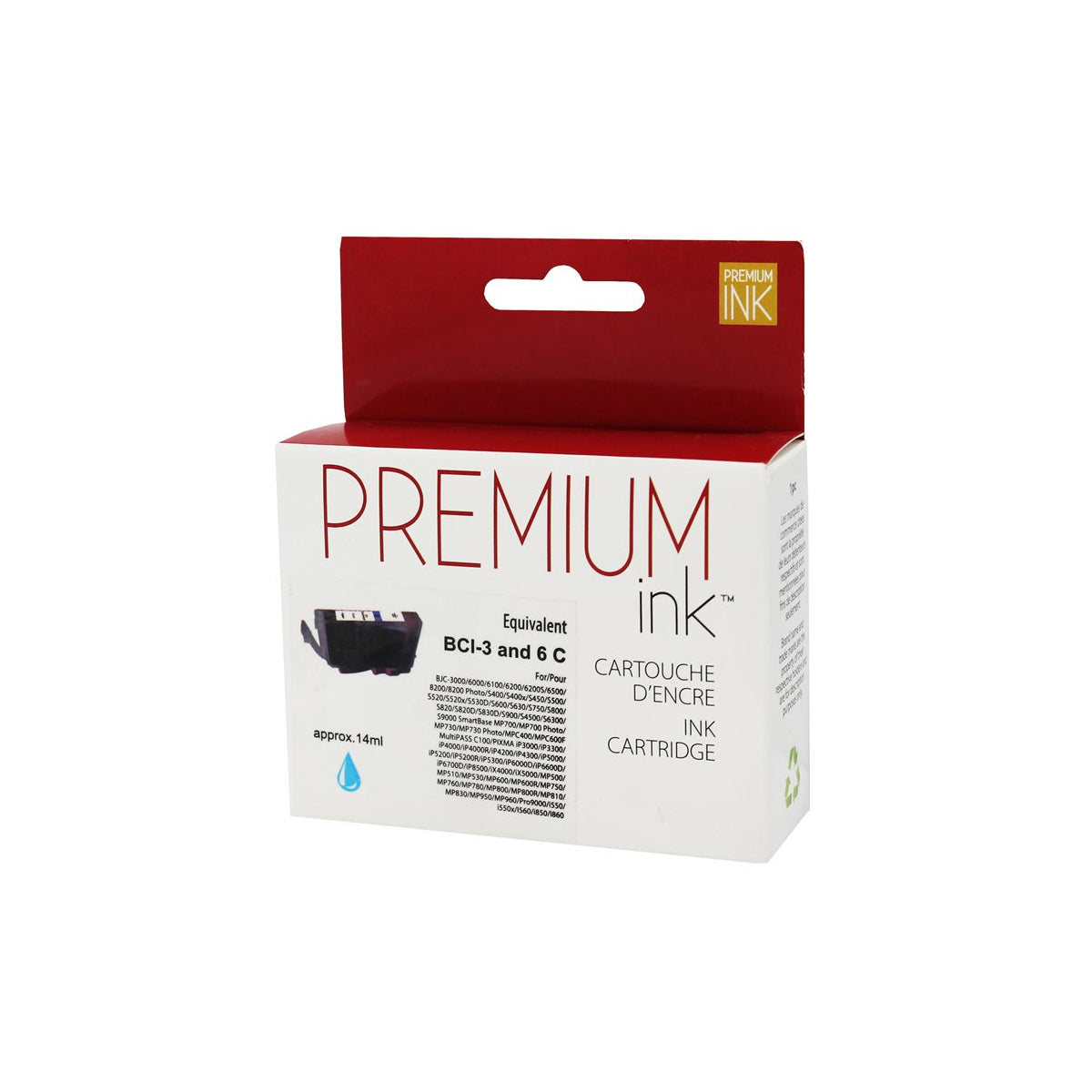 Compatible CANON BCI-6 (4706A003) Cyan Inkjet Cartridge Premium Quality - Cartouches Certifiées