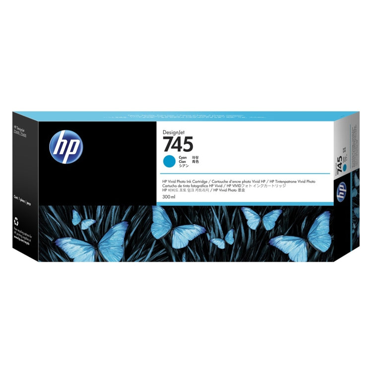 HP 745 - 300ml (F9K03A) Cyan Original Inkjet Cartridge - Cartouches Certifiées