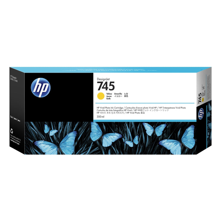 HP 745 - 300ml (F9K02A) Yellow Original Inkjet Cartridge - Cartouches Certifiées